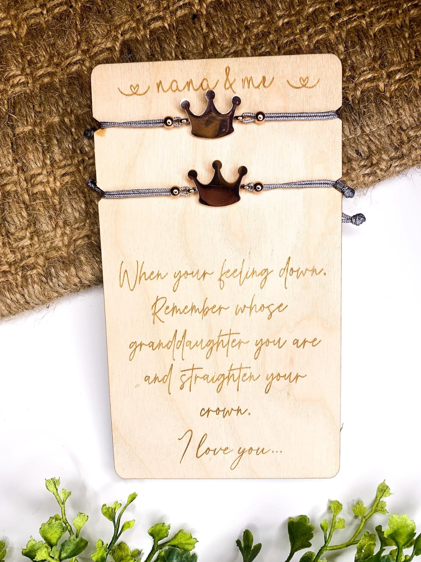 RTS: Gigi/Grandma/Nana & Me Wooden Card with Bracelets