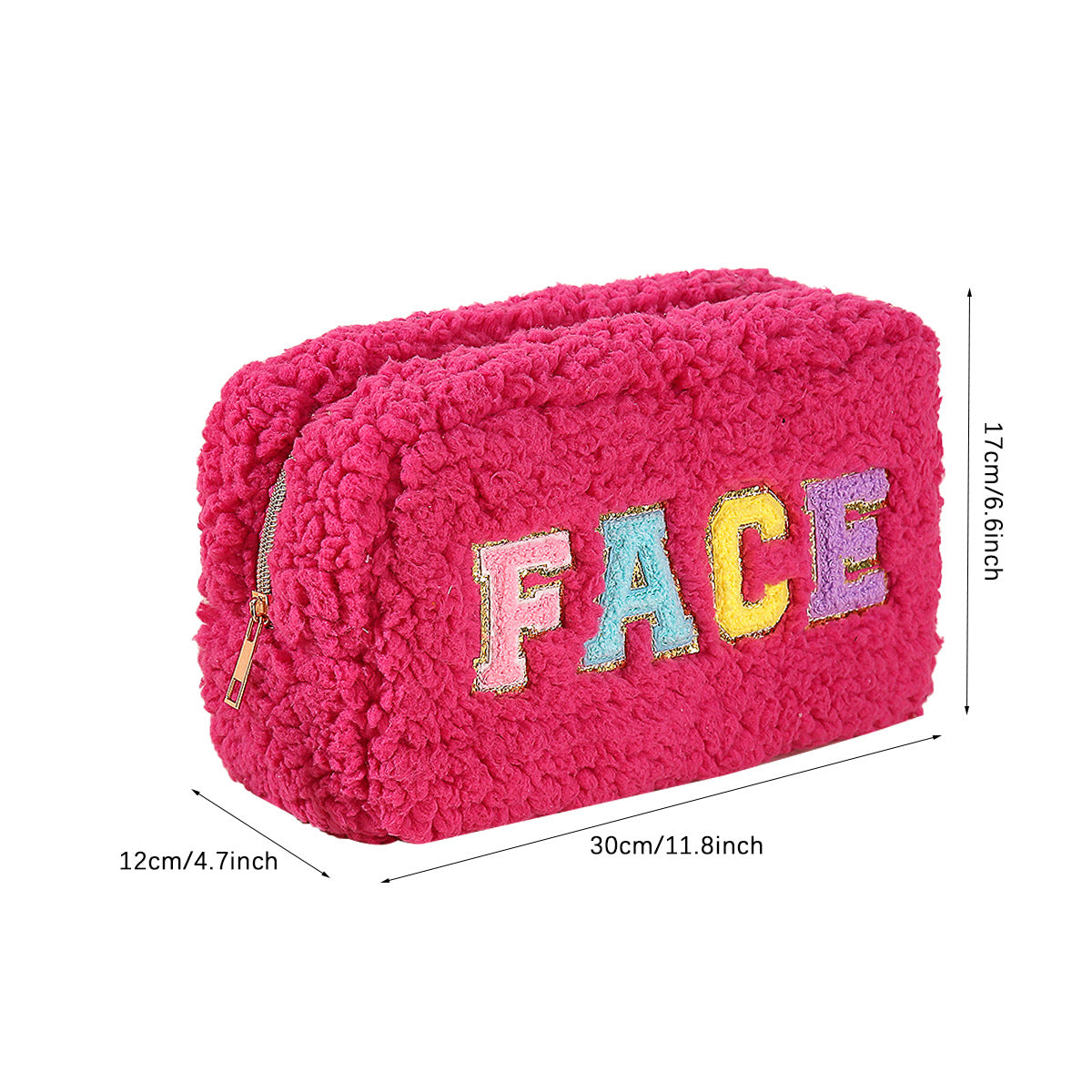 rts: Plush Chenille Letter Cosmetic Bag