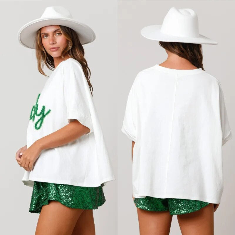 RTS: Lucky Green Embroidered Tee