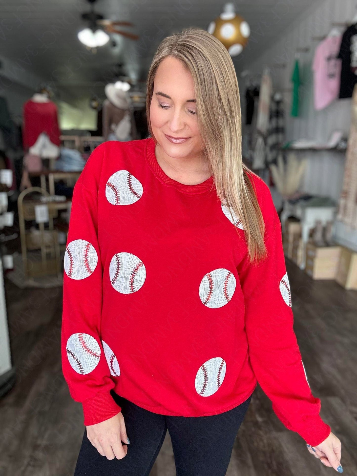 RTS: Sequin Baseball Sweatshirt